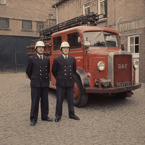 Historische foto van Nederlandse brandweerlieden